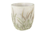 Pot de fleurs pierre tiges de blé beige vert 16x17cm