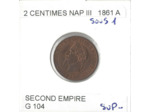 FRANCE 2 CENTIMES NAPOLEON III 1861 A  sous 1 TTB+