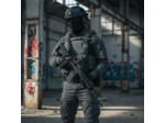 Gilet porte-plaques tactique gris protection balistique Cordura