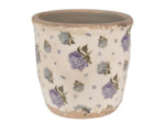 Pot de fleurs intérieur céramique beige bleu 13x12x12cm