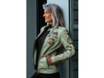 SO102584 Blouson femme cuir agneau jade