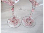 Flûtes à champagne peintes à la main sur le thème des cerisiers du Japon - coloris rose et cuivrés