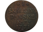 DANEMARK 1 SKILLING DANSKE 1771 K.M. TB+ (KM616.1)