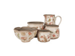 Pot de fleurs ondulé céramique beige rose 9x16x16cm