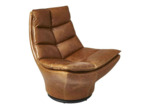 Fauteuil pivotant cuir marron Achille 96x86x87cm