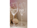 Duo de verres à vin en cristal de bohème  peints à la main personnalisables décorés de petits cœurs blancs pièces originales et uniques
