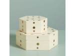Ensemble 2 boîtes Memphis Ivoires cloutées Résine 8x17x17cm