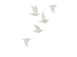 Ensemble 5 oiseaux en vol porcelaine 16x14x14cm