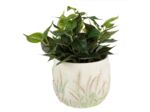 Pot de fleurs pierre tige de blé beige vert 19x14cm