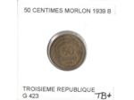 FRANCE 50 CENTIMES MORLON 1939 B TB+