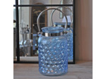Grande lanterne verre bleu 29x18cm