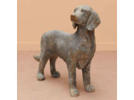 Statuette grand chien gris fibre verre 79x79x29cm