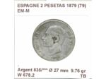 Espagne ( SPAIN ) 2 PESETAS 1879 (79 ) EM-M TB