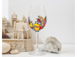 Verre à vin peint à la main, en cristal,sur le thème des oiseaux, verre à pied très coloré et unique