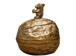 Boîte dorée noix et écureuil 16x19x21cm