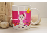 Joli Mug peint à la main, sur le thème des petits lapins. Mazagran, tasse personnalisable par un prénom, phrase, Pièce unique et signée