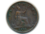GRANDE BRETAGNE 1 FARTHING 1875 H VICTORIA TTB (W753)
