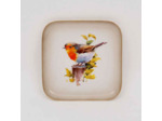 Plateau fer carré crème doré rouge-gorge 16x16cm