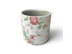 Pot motif florale rose céramique beigne 14x14x13cm