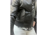 O57481Blouson femme cuir agneau noir