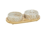 TRIXIE, Set de gamelles, céramique/bambou - Ø16cm