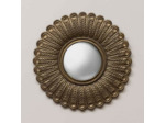 Miroir convexe plumes de paon dorées 36x2x36cm