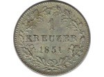 ALLEMAGNE WURTTEMBERG 1 KREUZER 1851 SUP-