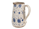 Vase pichet céramique beige bleu 21x15x23cm
