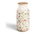 Vase fraises beige rouge céramique 15x15x32cm