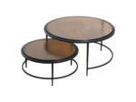 Ensemble tables basses gigogne verre fumé métal noir Igloo 86x46cm
