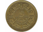 FRANCE 5 FRANCS LAVRILLIER Bronze-Alu 1940 TTB