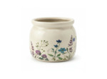 Pot de fleurs rond beige céramique fleurs 12x10cm