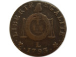 FRANCE 1 SOL AUX BALANCES 1793 L (Bayonne) 11gr08 TB