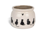Pot de fleurs chat céramique beige 12x12x10cm