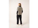 Poncho en laine rayé en maille perlée