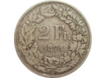 SUISSE 2 FRANCS 1874 B TB+ N1