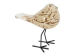 Décoration oiseau verre métal beige doré 15x8x14cm