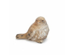 Statue oiseau déco résine patinée blanc 15x11x12cm