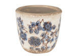 Pot de fleurs intérieur céramique beige bleu 12x12x13cm