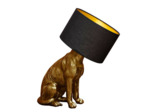 Lampe chien doré et noir 60x31x44cm
