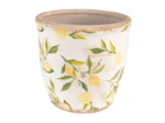 Pot citron jaune vert céramique beige 16x17x17cm