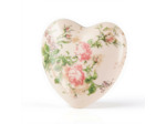 Décoration coeur céramique beige rose 11x11x4cm