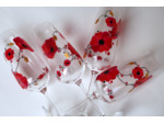 Flutes à champagne en cristal peintes à la main sur le thème champêtre des coquelicots joli cadeau pour un anniversaire de mariage