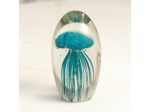 Sulfure verre méduse turquoise 9x6cm