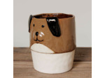 Cache Pot Sculpture Chien en Céramique Émaillée 13x11cm