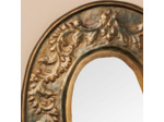 Miroir ovale gravé patine bronze 22x28cm