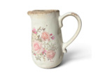 Pichet décoratif rose céramique beige 16x11x18cm