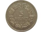 FRANCE 5 FRANCS LAVRILLIER NICKEL 1938 TTB+(G760)