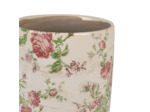 Pot motif florale rose céramique beigne 14x14x13cm