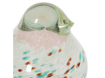 Décoration oiseau blanc vert rose en verre et métal 11x8x14cm